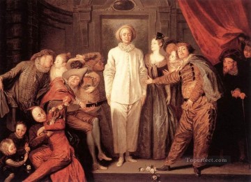  Watteau Oil Painting - Italian Comedians Jean Antoine Watteau classic Rococo